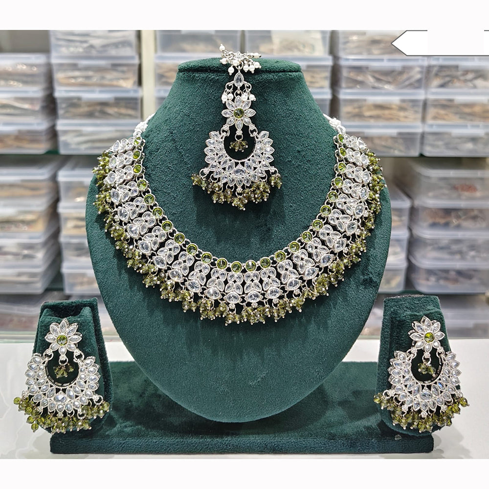 Rajwadi Collection Spark Elegance Crystal Stone And Pearl Necklace Set