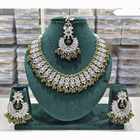 Rajwadi Collection Spark Elegance Crystal Stone And Pearl Necklace Set