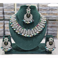 Rajwadi Collection Spark Elegance Crystal Stone And Pearl Necklace Set
