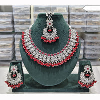 Rajwadi Collection Spark Elegance Crystal Stone And Pearl Necklace Set