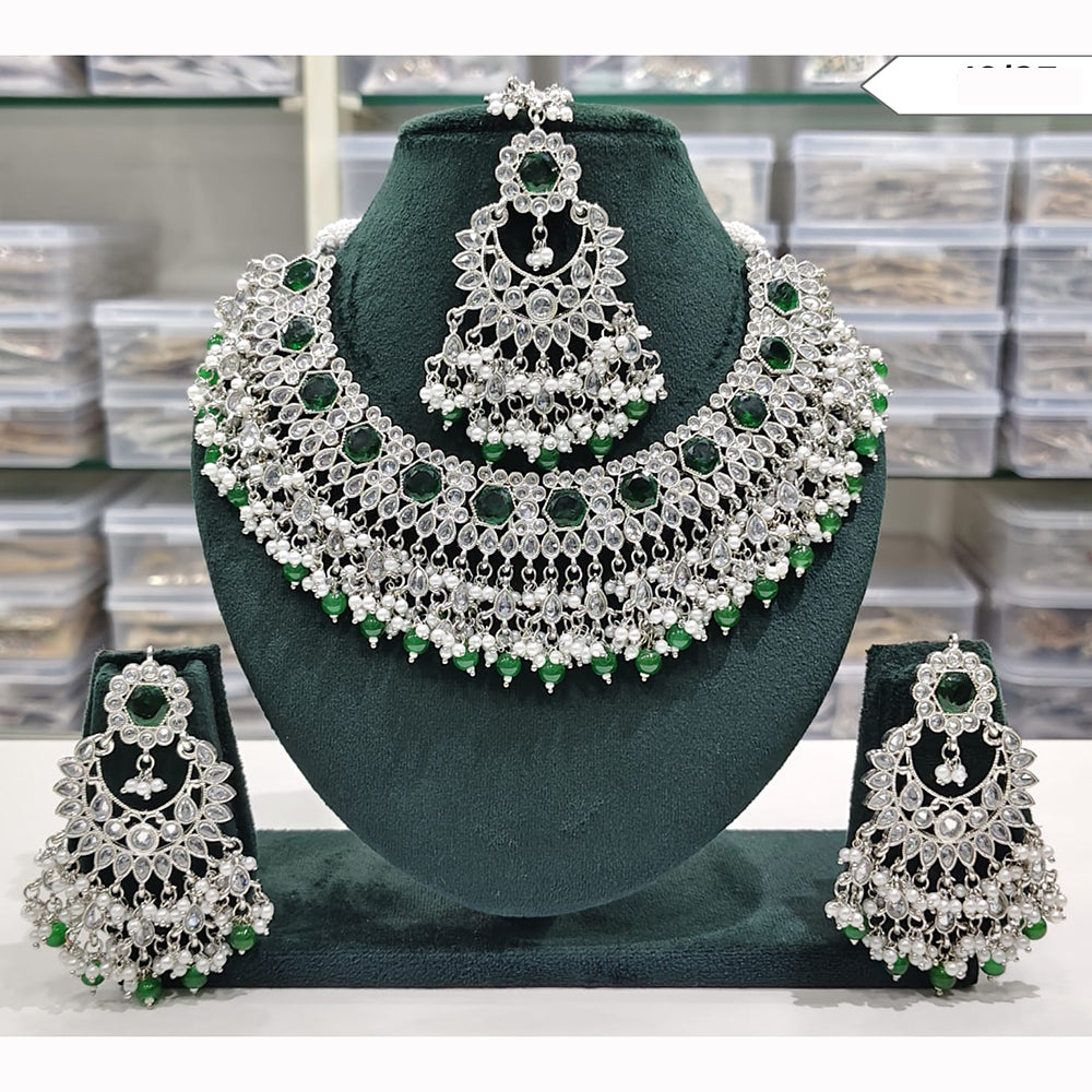 Rajwadi Collection Spark Elegance Crystal Stone And Pearl Necklace Set
