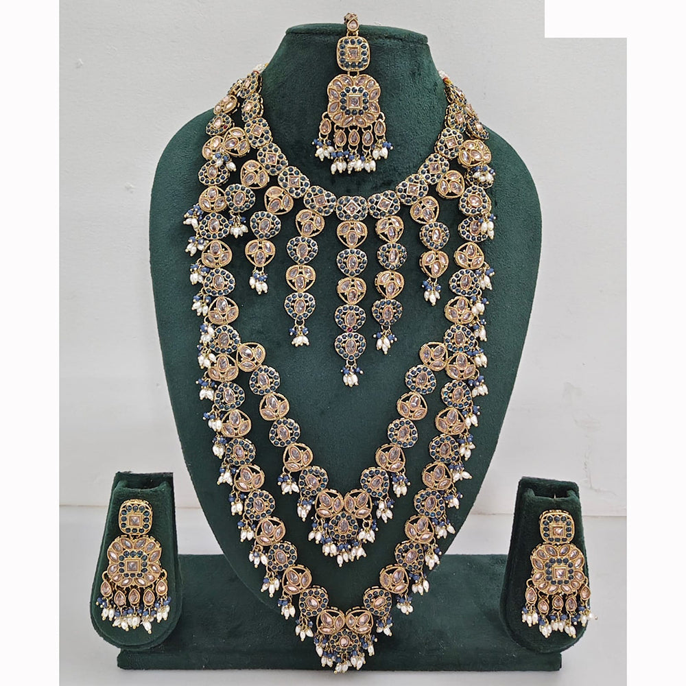 Rajwadi Collection Spark Elegance Crystal Stone And Pearl Necklace Set
