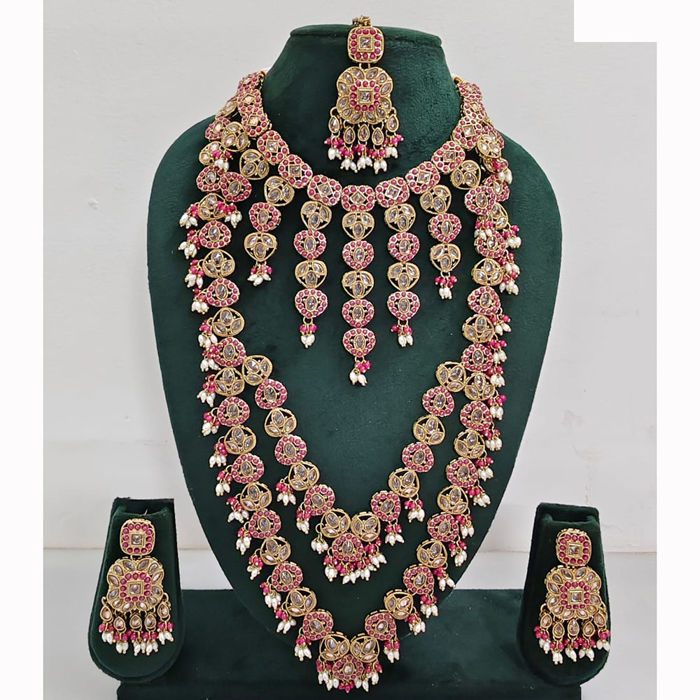 Rajwadi Collection Spark Elegance Crystal Stone And Pearl Necklace Set