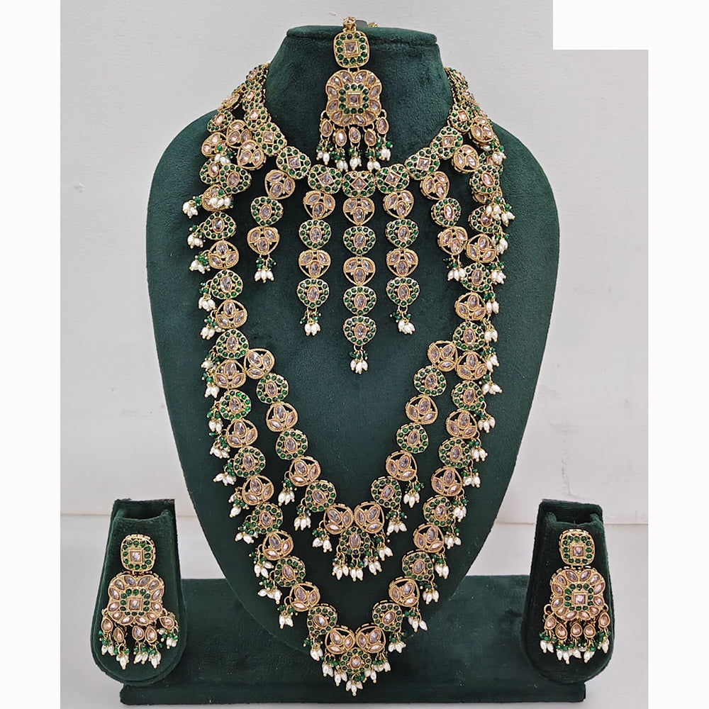 Rajwadi Collection Spark Elegance Crystal Stone And Pearl Necklace Set