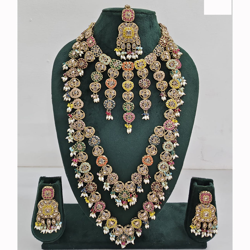 Rajwadi Collection Spark Elegance Crystal Stone And Pearl Necklace Set