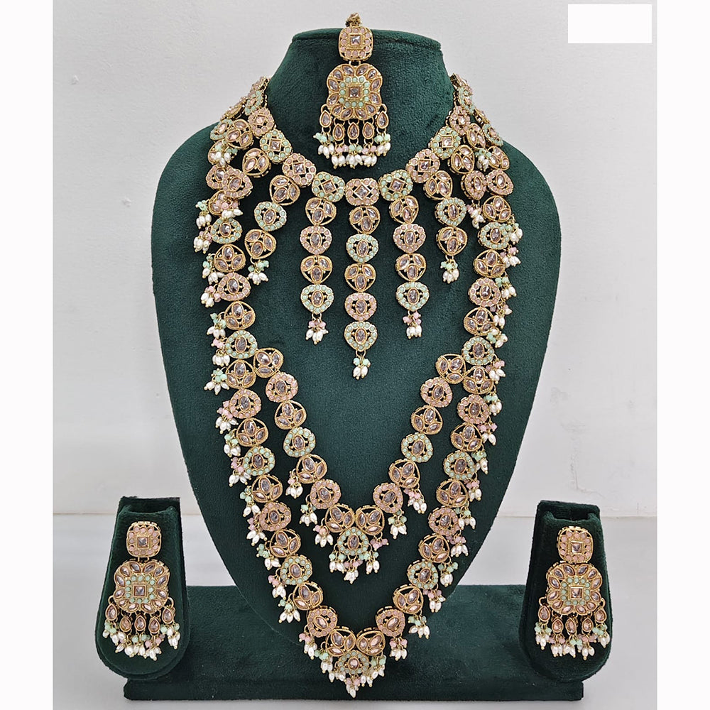 Rajwadi Collection Spark Elegance Crystal Stone And Pearl Necklace Set
