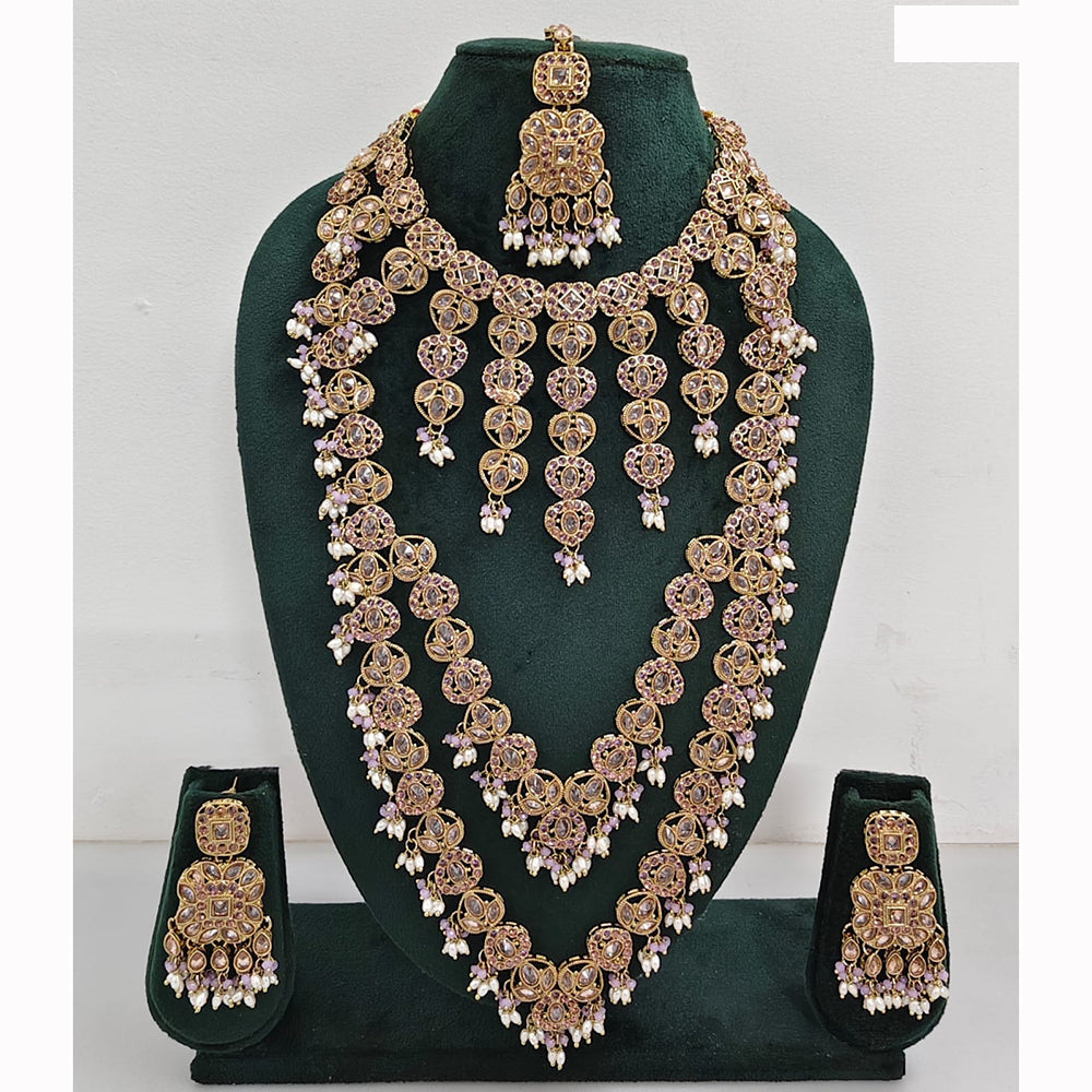 Rajwadi Collection Spark Elegance Crystal Stone And Pearl Necklace Set