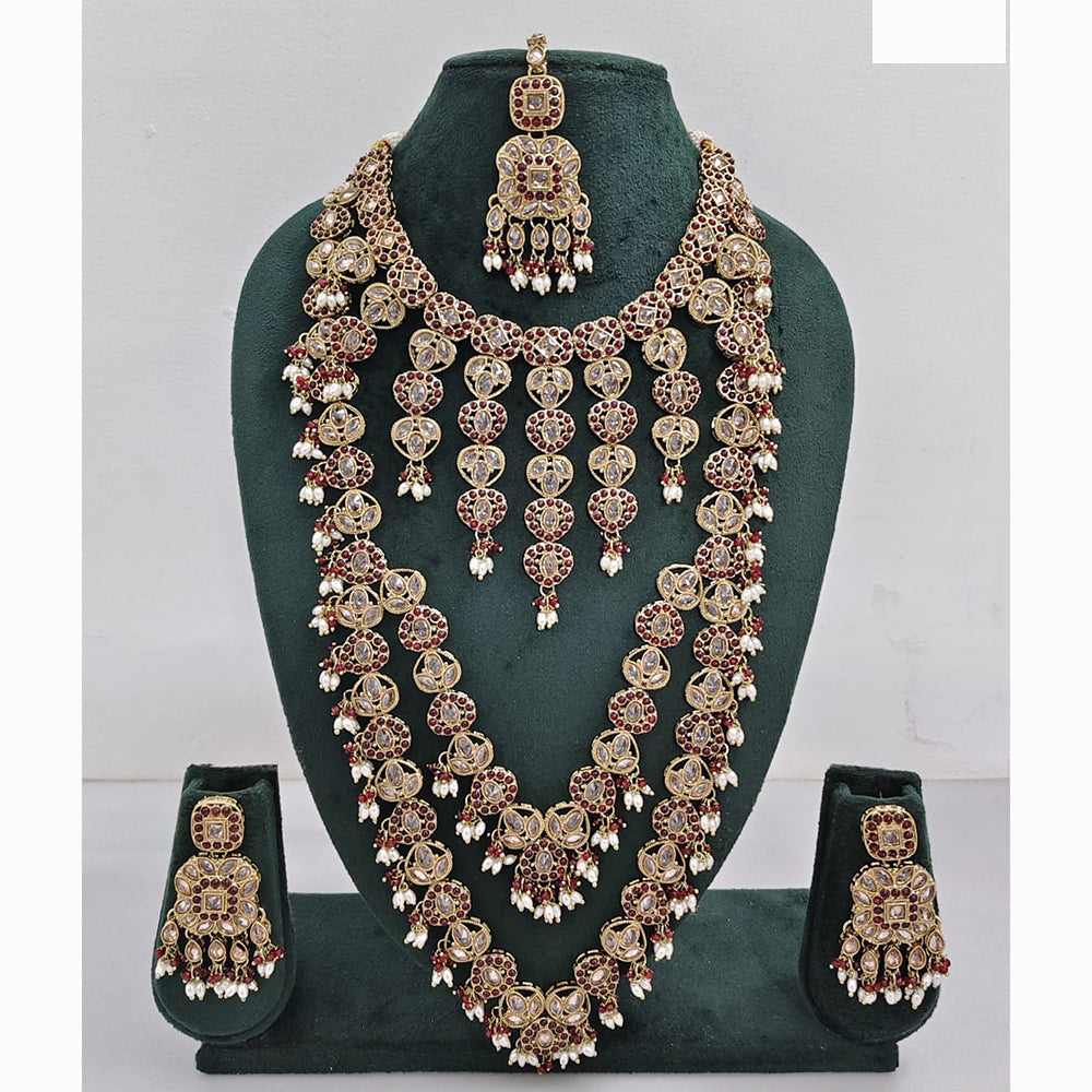 Rajwadi Collection Spark Elegance Crystal Stone And Pearl Necklace Set