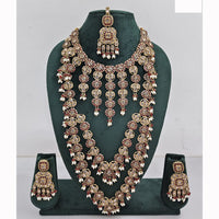 Rajwadi Collection Spark Elegance Crystal Stone And Pearl Necklace Set