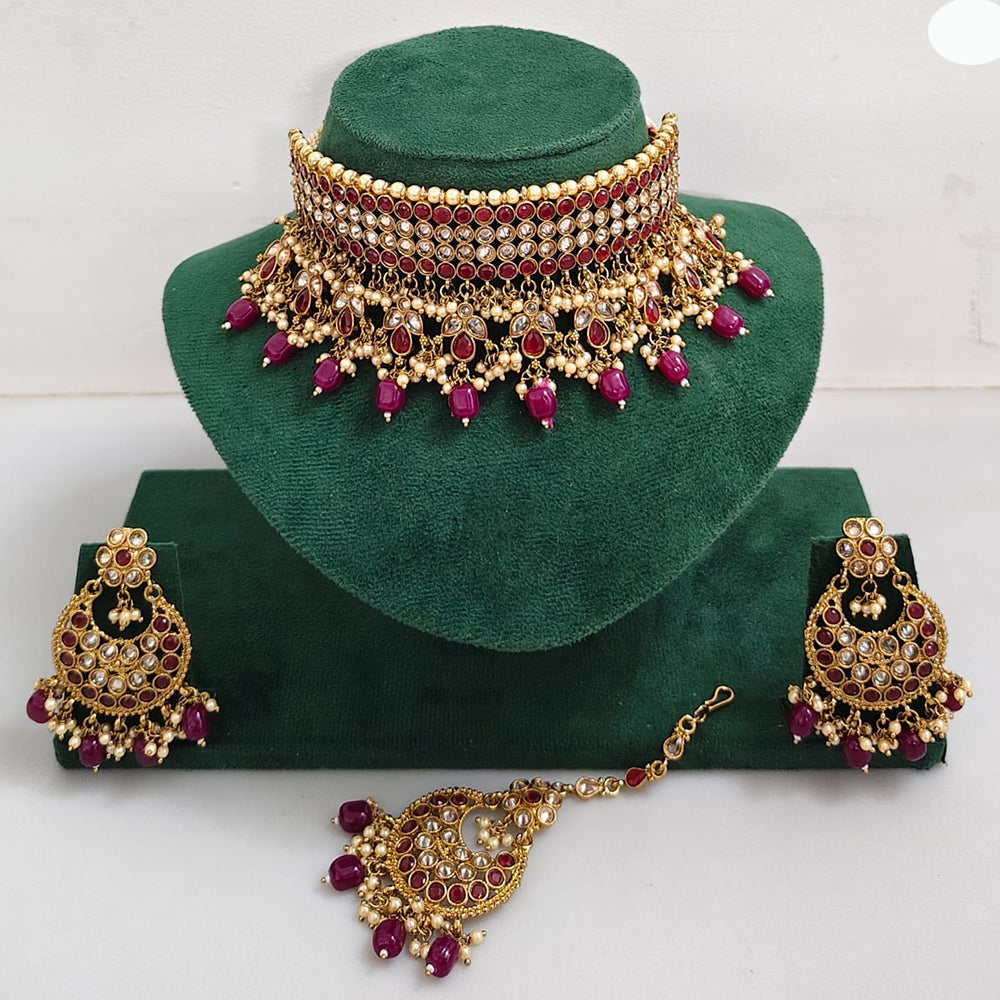 Rajwadi Collection Royal Heritage Crystal Stone And Pearl Necklace Set
