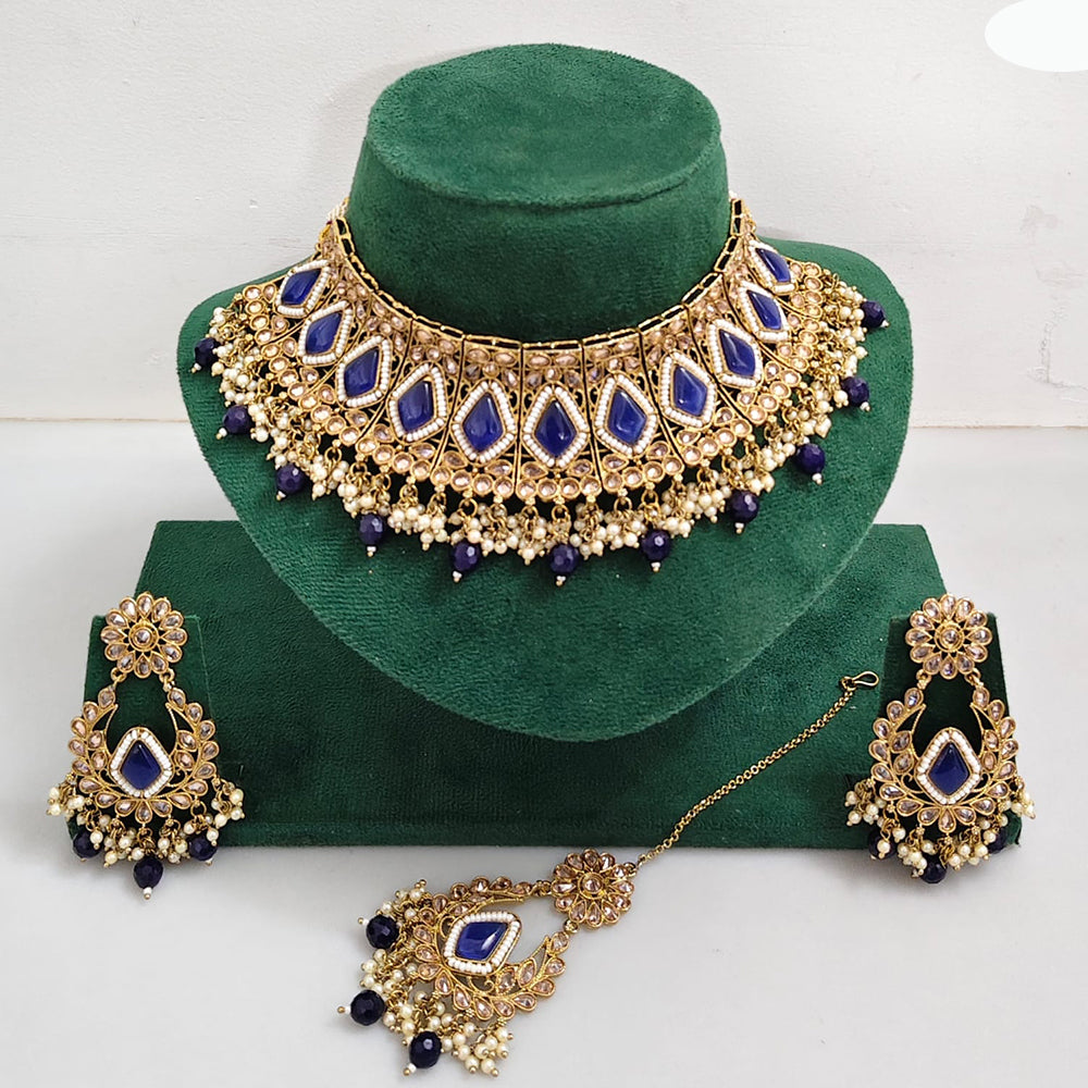 Rajwadi Collection Royal Heritage Crystal Stone And Pearl Necklace Set