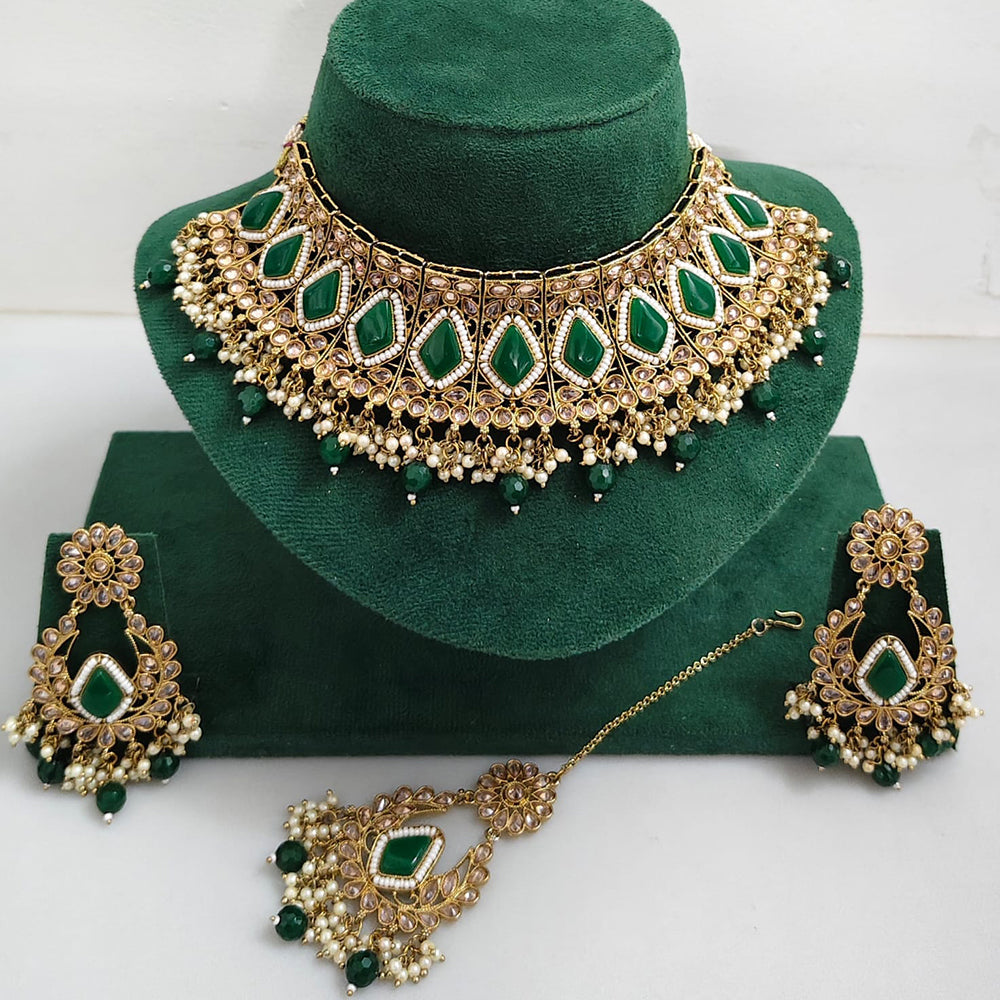 Rajwadi Collection Royal Heritage Crystal Stone And Pearl Necklace Set