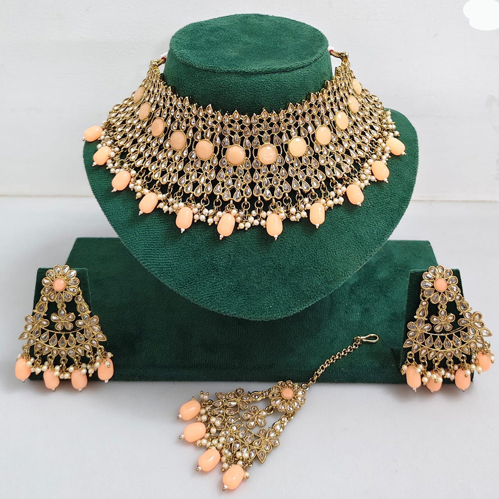 Rajwadi Collection Royal Heritage Crystal Stone And Pearl Necklace Set