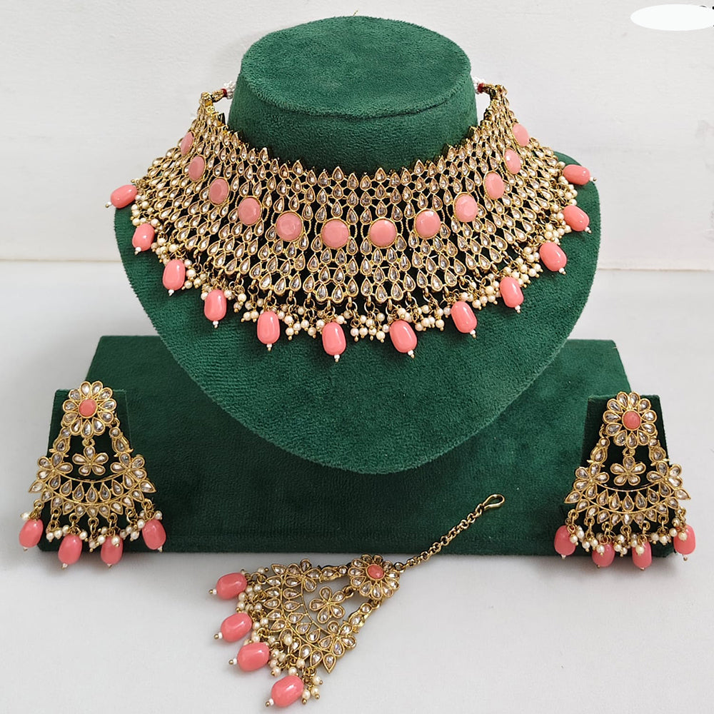 Rajwadi Collection Royal Heritage Crystal Stone And Pearl Necklace Set