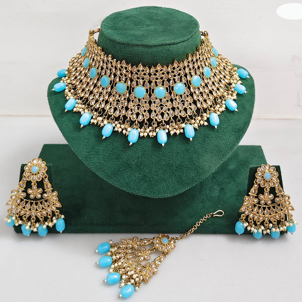 Rajwadi Collection Royal Heritage Crystal Stone And Pearl Necklace Set