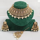 Rajwadi Collection Royal Heritage Crystal Stone And Pearl Necklace Set