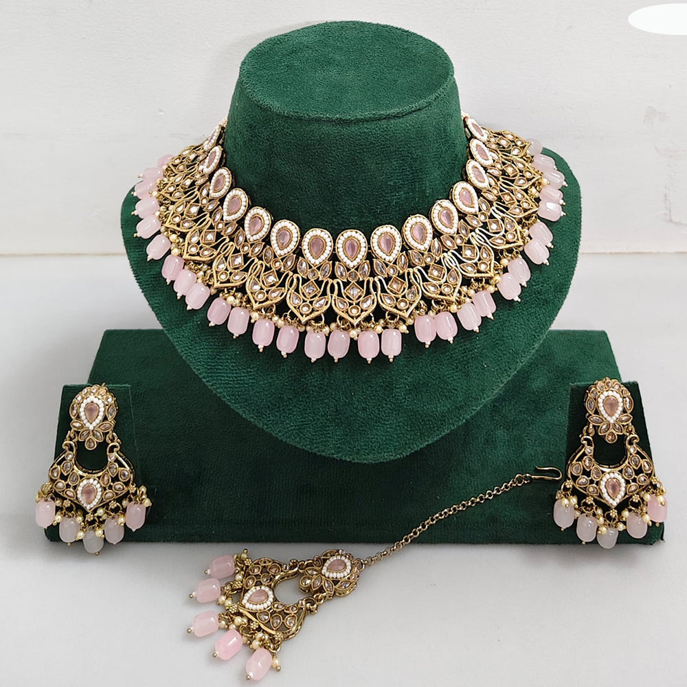 Rajwadi Collection Royal Heritage Crystal Stone And Pearl Necklace Set