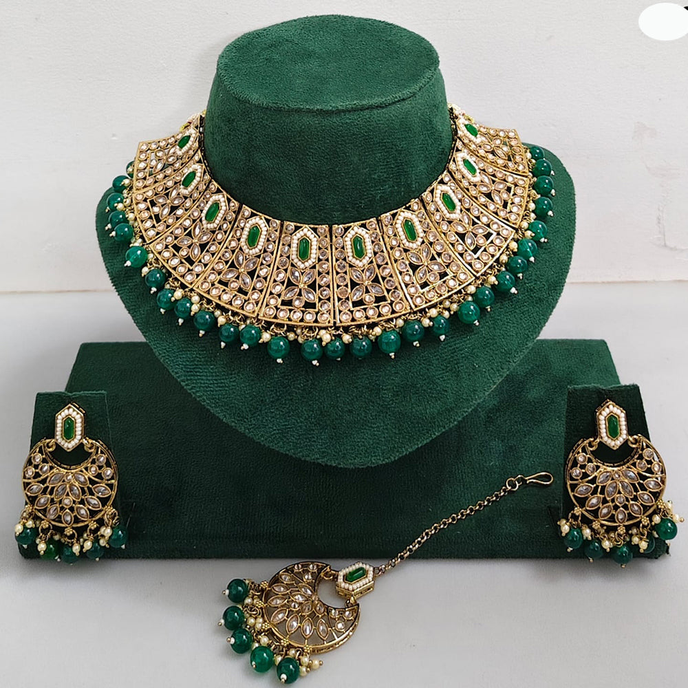 Rajwadi Collection Royal Heritage Crystal Stone And Pearl Necklace Set