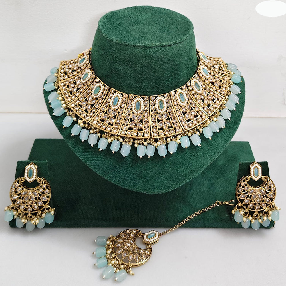 Rajwadi Collection Royal Heritage Crystal Stone And Pearl Necklace Set