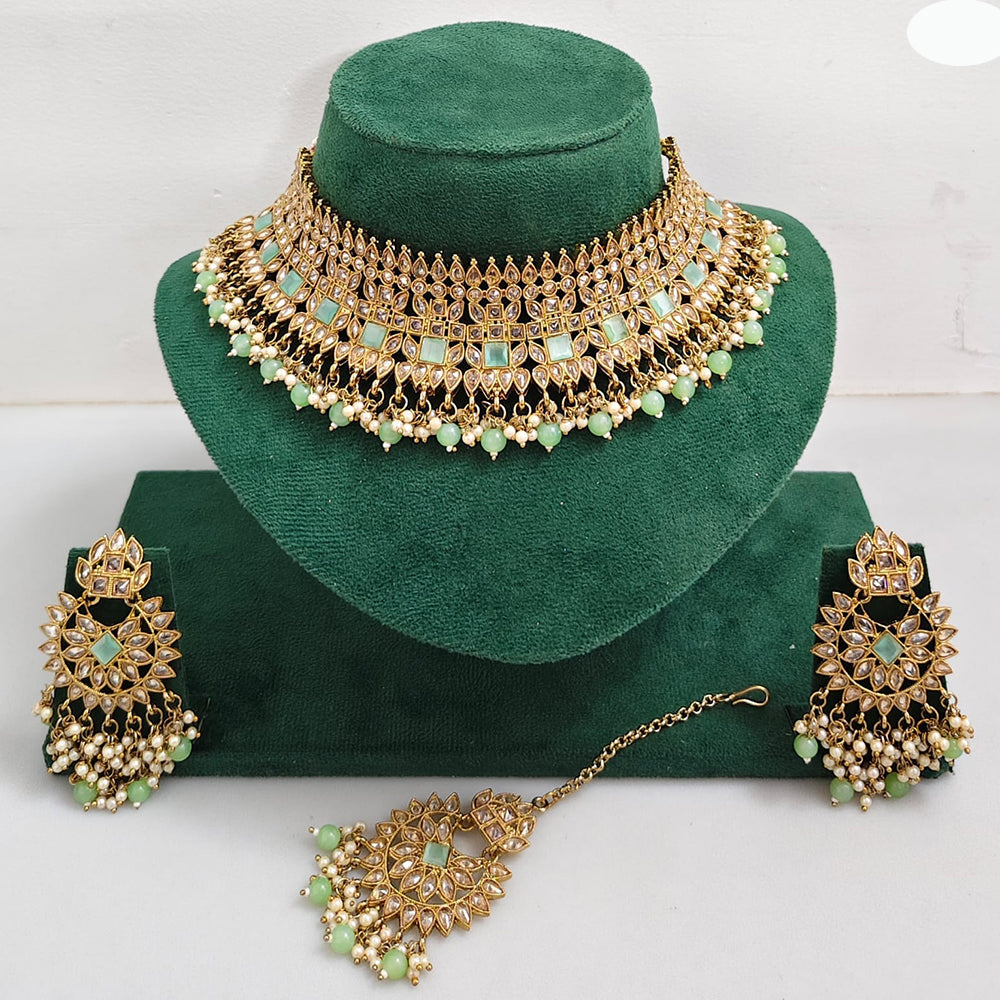 Rajwadi Collection Royal Heritage Crystal Stone And Pearl Necklace Set