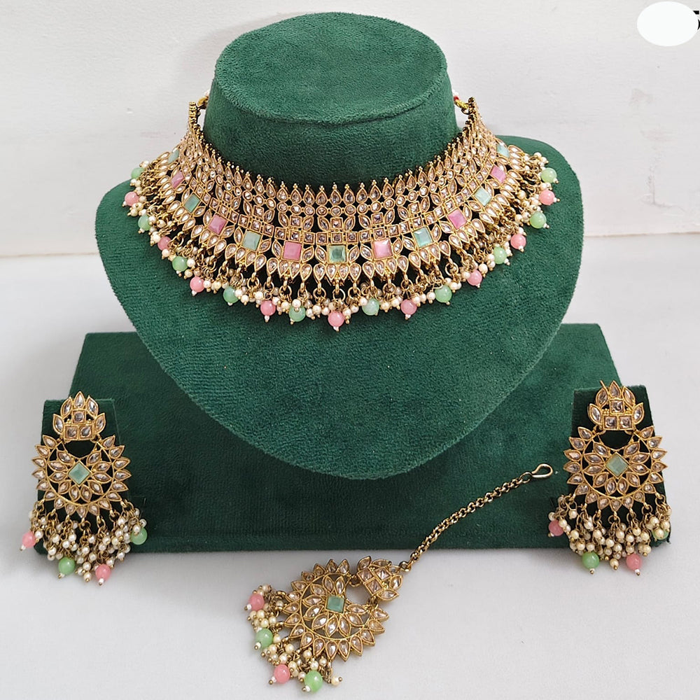 Rajwadi Collection Royal Heritage Crystal Stone And Pearl Necklace Set