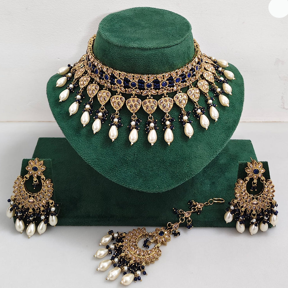 Rajwadi Collection Royal Heritage Crystal Stone And Pearl Necklace Set