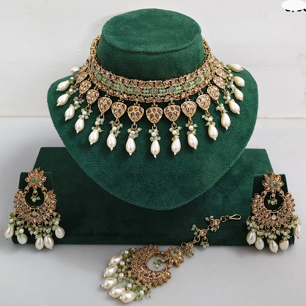 Rajwadi Collection Royal Heritage Crystal Stone And Pearl Necklace Set