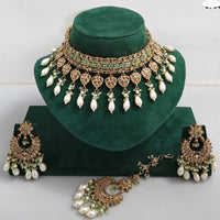 Rajwadi Collection Royal Heritage Crystal Stone And Pearl Necklace Set