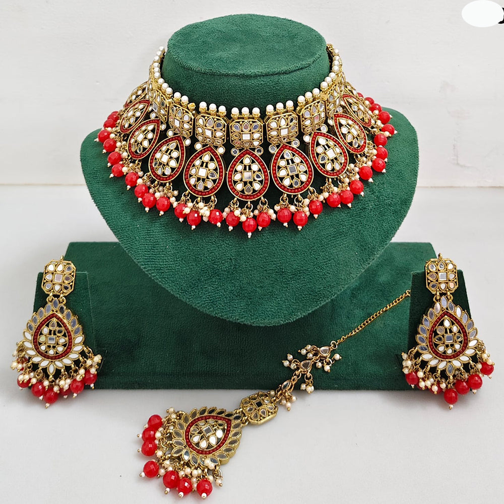 Rajwadi Collection Royal Heritage Crystal Stone And Pearl Necklace Set