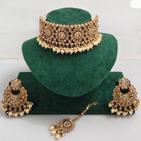 Rajwadi Collection Royal Heritage Crystal Stone And Pearl Necklace Set