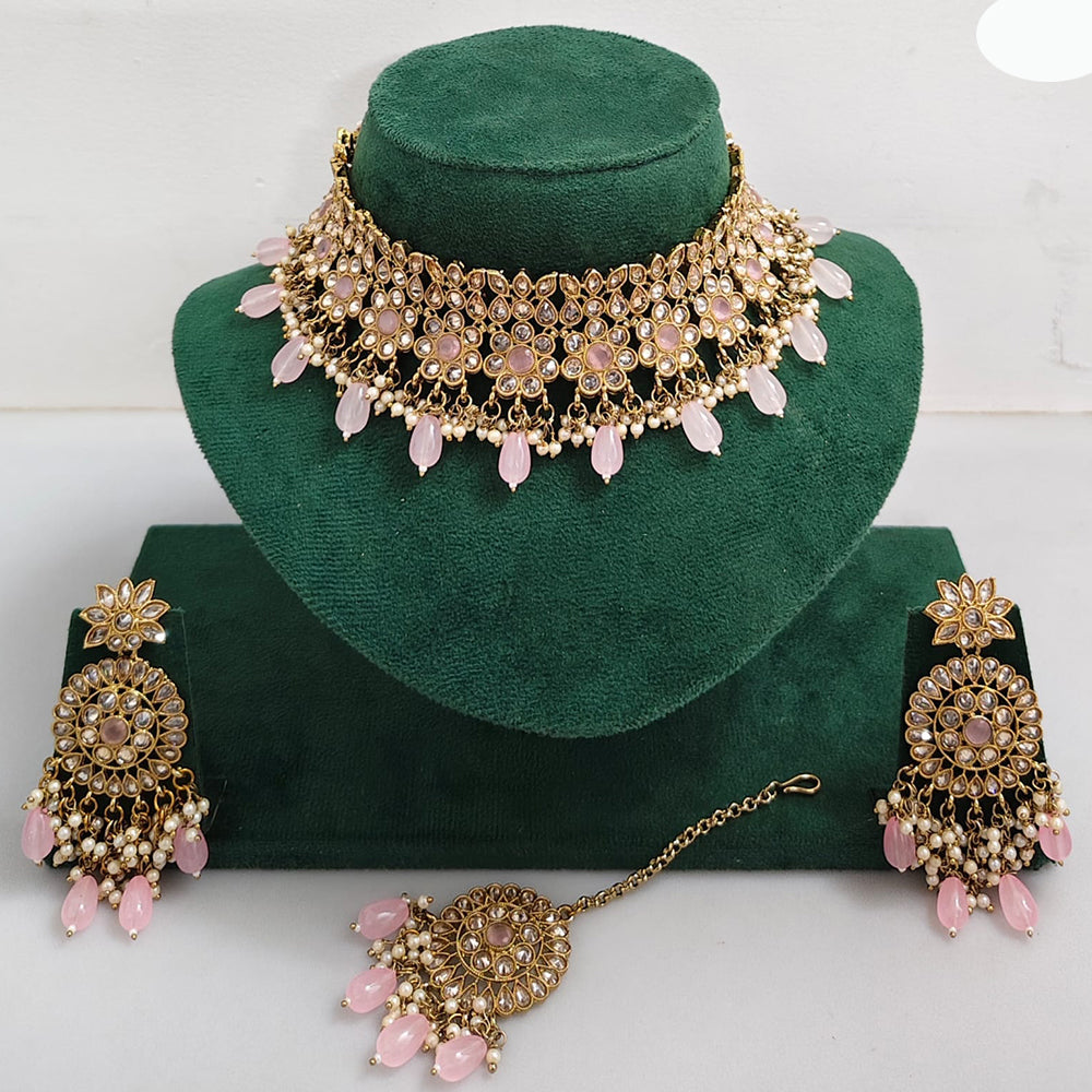 Rajwadi Collection Royal Heritage Crystal Stone And Pearl Necklace Set