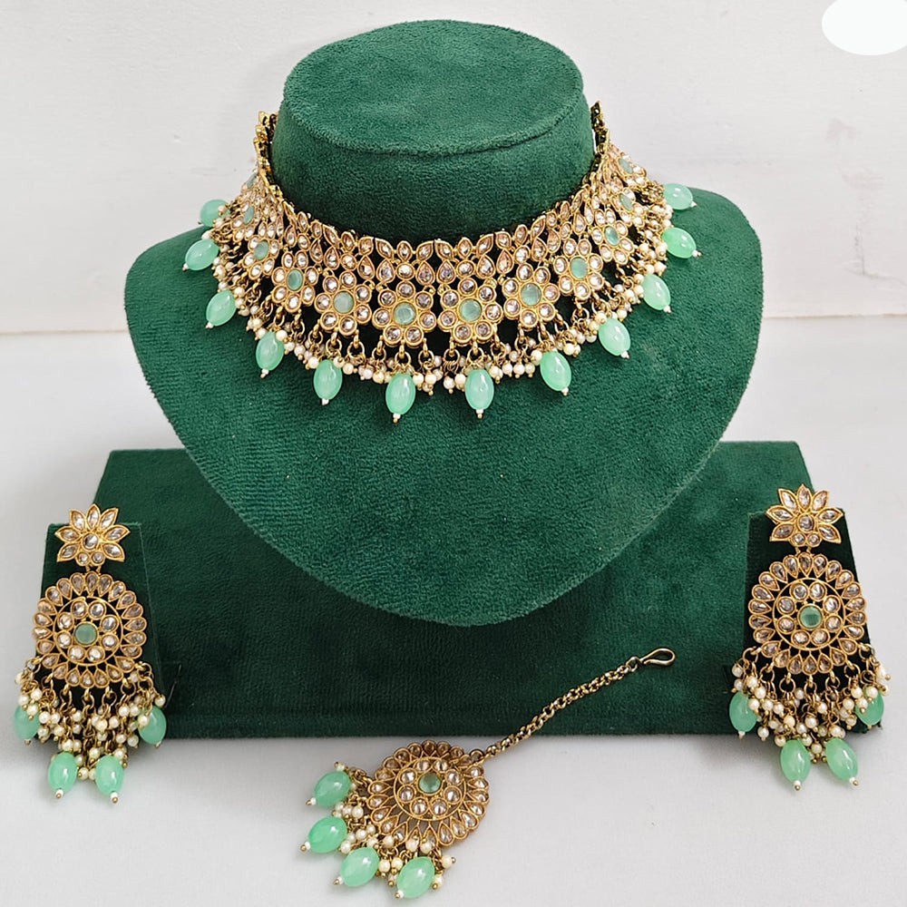 Rajwadi Collection Royal Heritage Crystal Stone And Pearl Necklace Set
