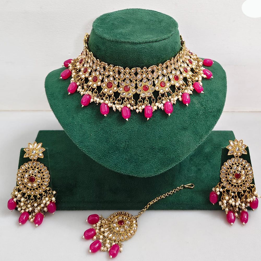 Rajwadi Collection Royal Heritage Crystal Stone And Pearl Necklace Set
