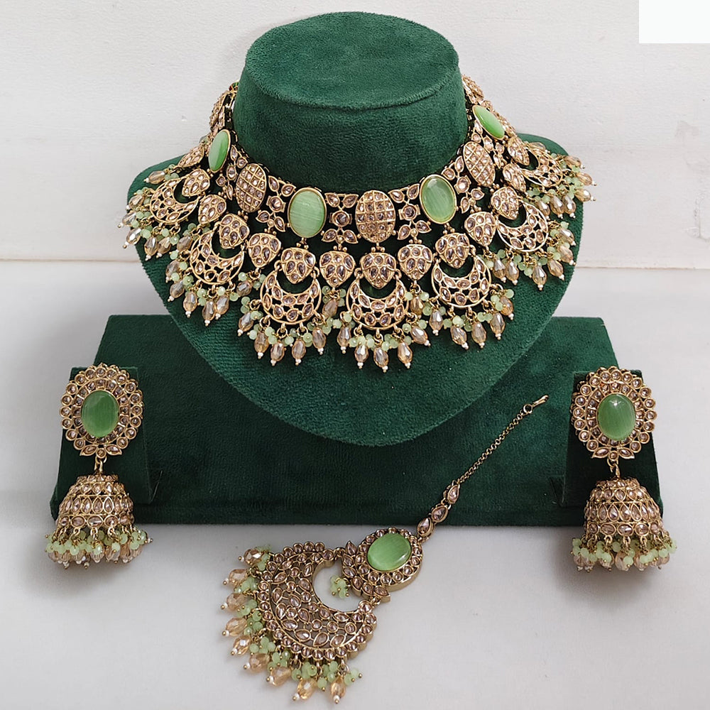 Rajwadi Collection Timeless Grace Crystal Stone And Pearl Necklace Set