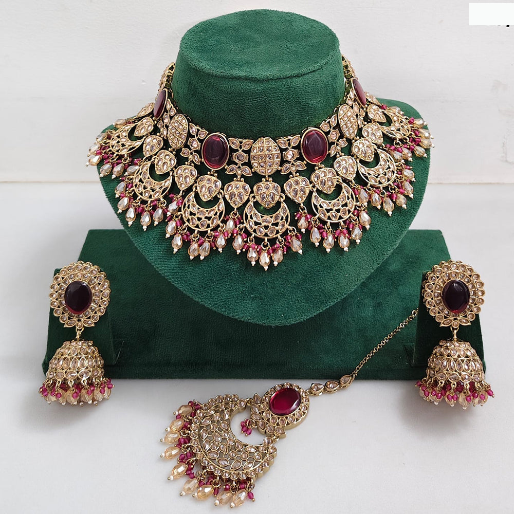 Rajwadi Collection Timeless Grace Crystal Stone And Pearl Necklace Set