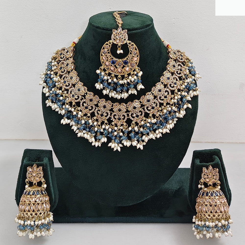 Rajwadi Collection Timeless Grace Crystal Stone And Pearl Necklace Set