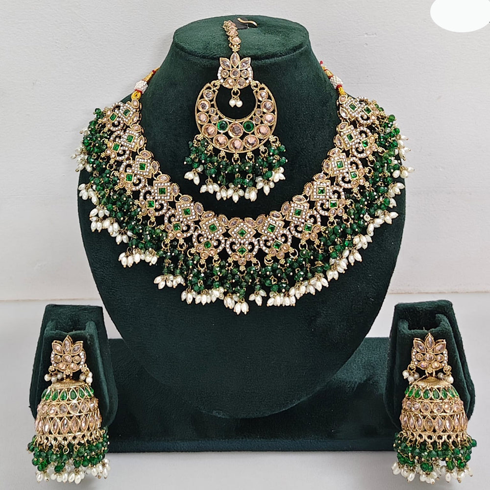 Rajwadi Collection Timeless Grace Crystal Stone And Pearl Necklace Set