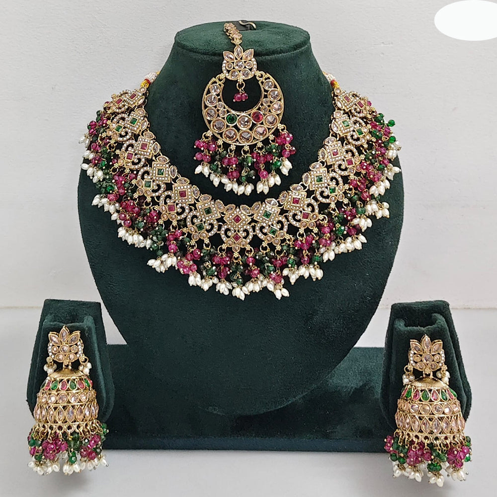 Rajwadi Collection Timeless Grace Crystal Stone And Pearl Necklace Set