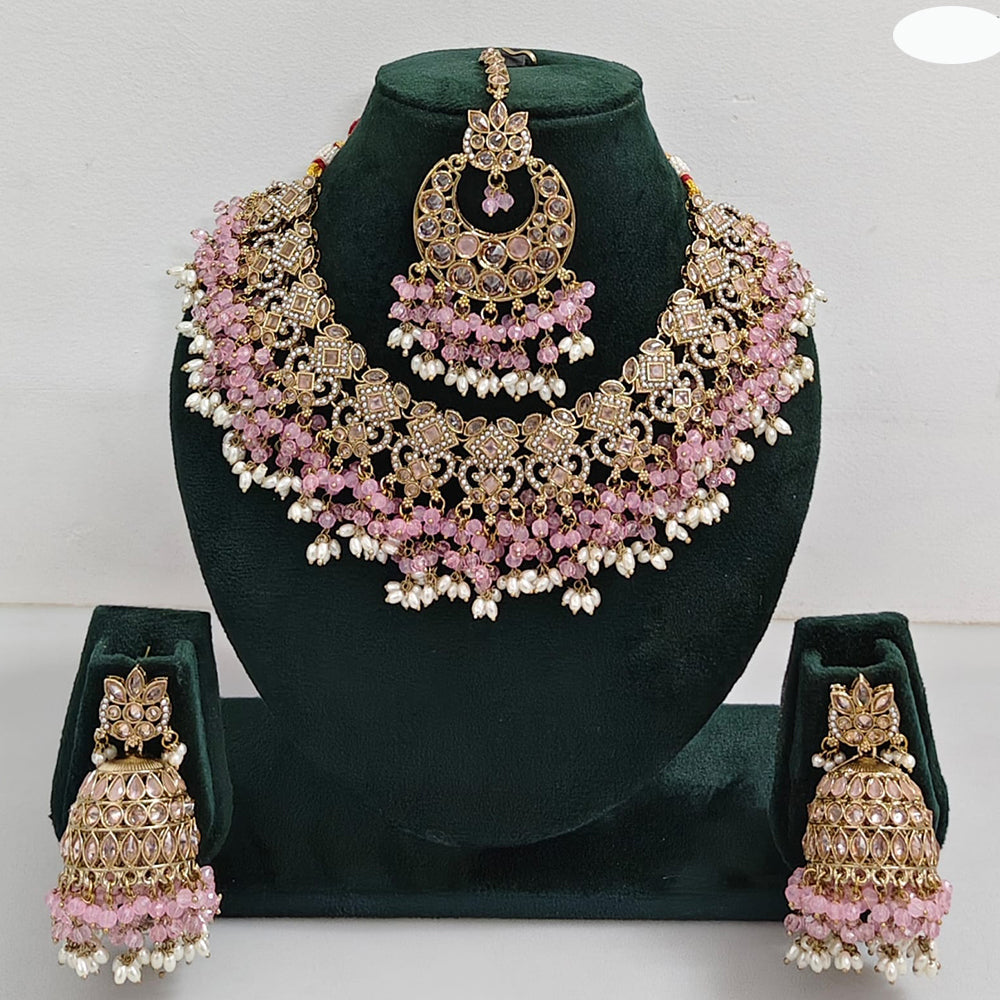 Rajwadi Collection Timeless Grace Crystal Stone And Pearl Necklace Set