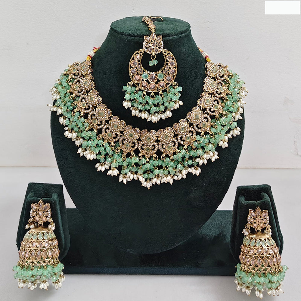 Rajwadi Collection Timeless Grace Crystal Stone And Pearl Necklace Set