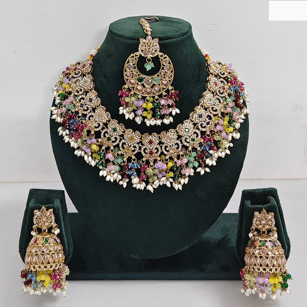 Rajwadi Collection Timeless Grace Crystal Stone And Pearl Necklace Set