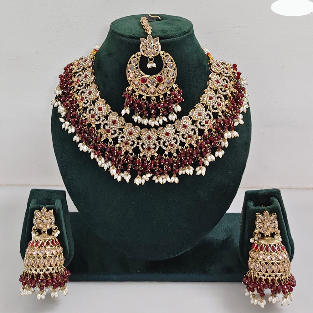 Rajwadi Collection Timeless Grace Crystal Stone And Pearl Necklace Set