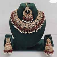 Rajwadi Collection Timeless Grace Crystal Stone And Pearl Necklace Set