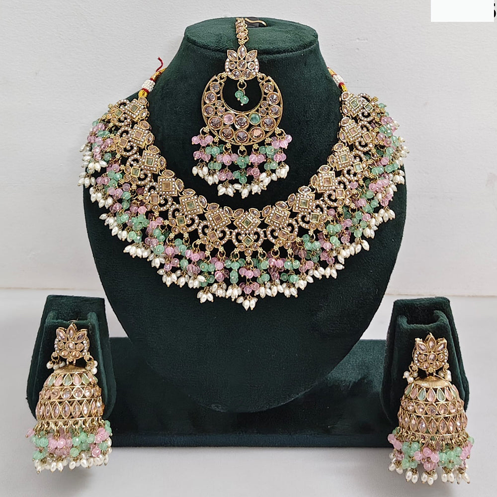 Rajwadi Collection Timeless Grace Crystal Stone And Pearl Necklace Set