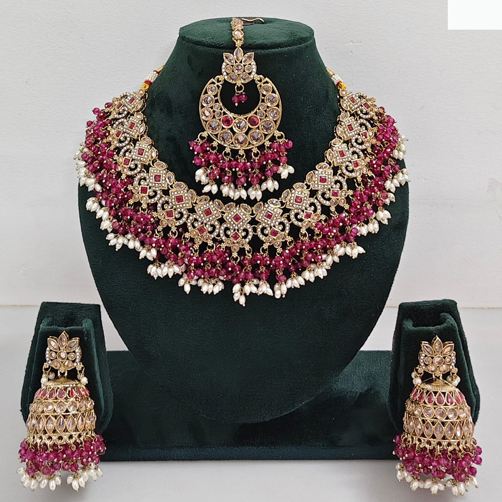 Rajwadi Collection Timeless Grace Crystal Stone And Pearl Necklace Set