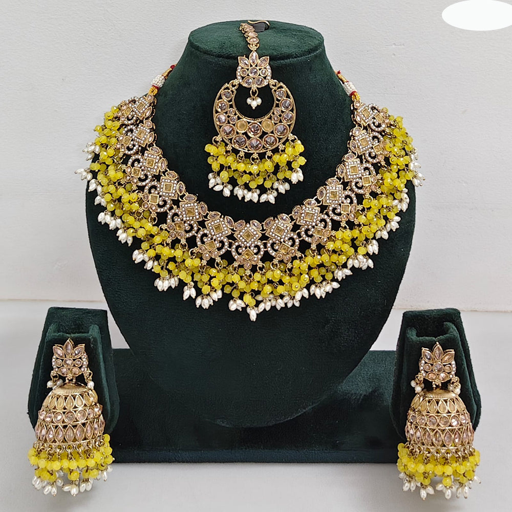Rajwadi Collection Timeless Grace Crystal Stone And Pearl Necklace Set