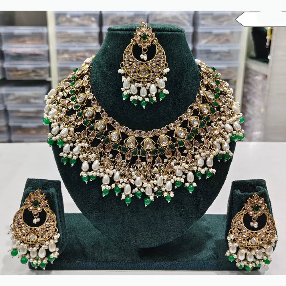 Rajwadi Collection Timeless Grace Crystal Stone And Pearl Necklace Set