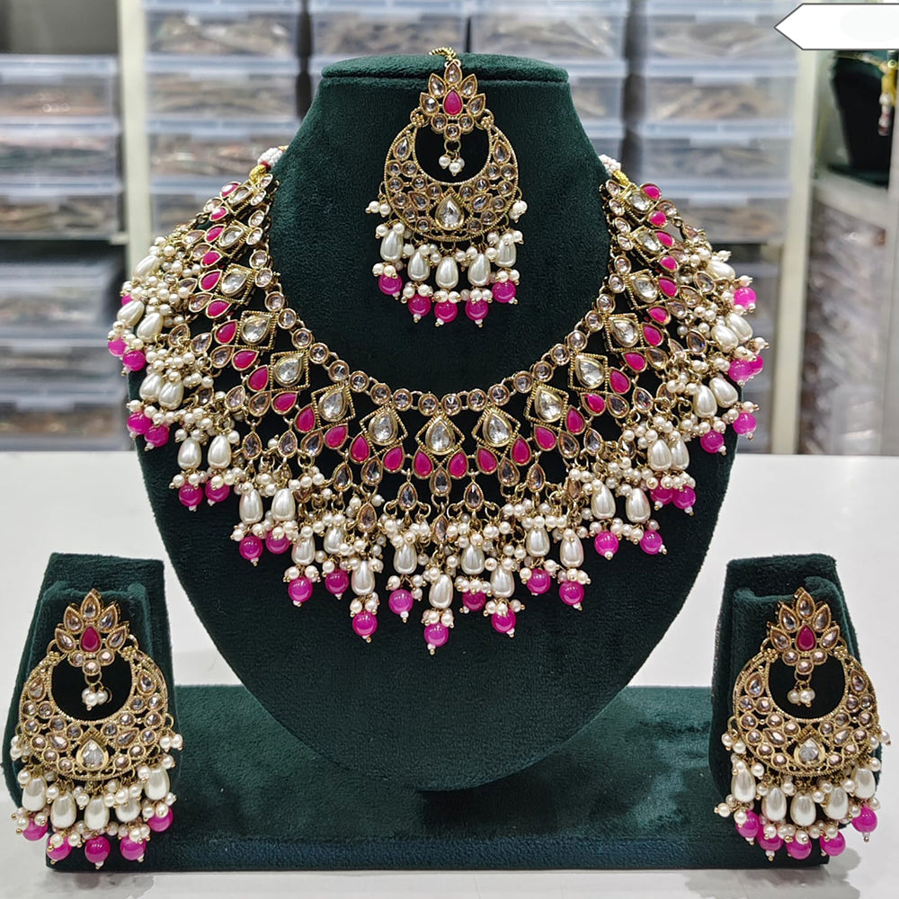 Rajwadi Collection Timeless Grace Crystal Stone And Pearl Necklace Set