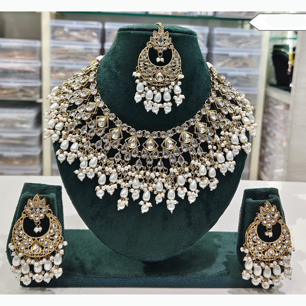 Rajwadi Collection Timeless Grace Crystal Stone And Pearl Necklace Set