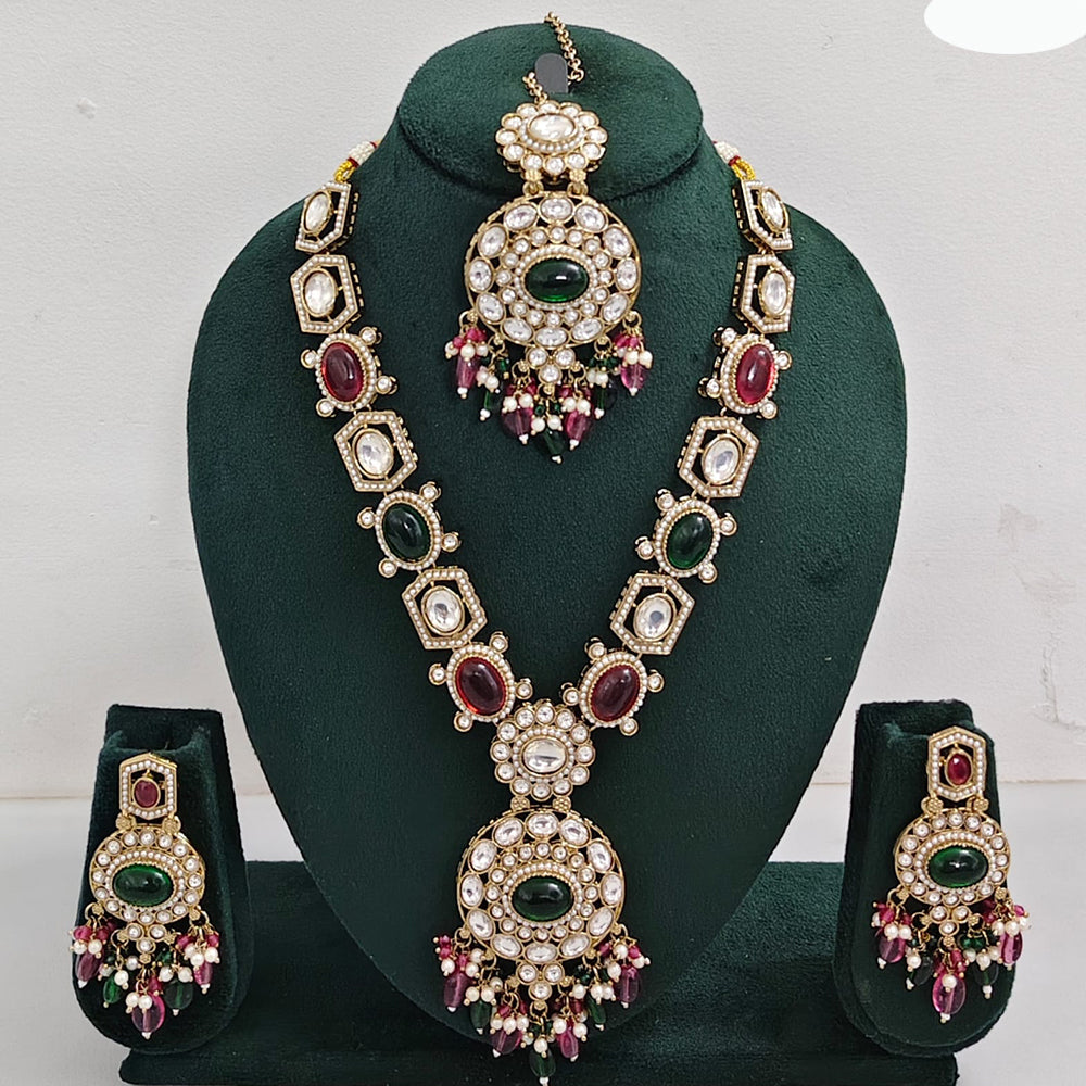 Rajwadi Collection Timeless Grace Crystal Stone And Pearl Necklace Set